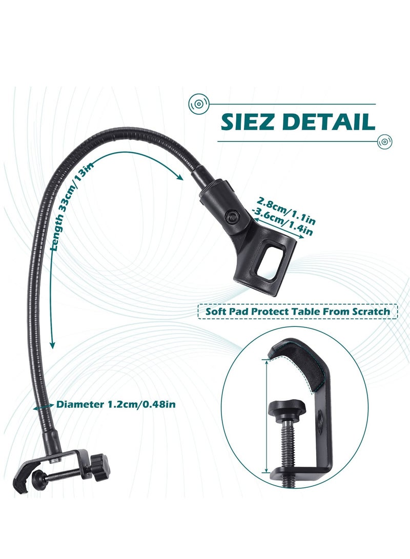 Microphone Arm, Flexible Desk Mic Stand, 360° Adjustable Stand W/ 3/8