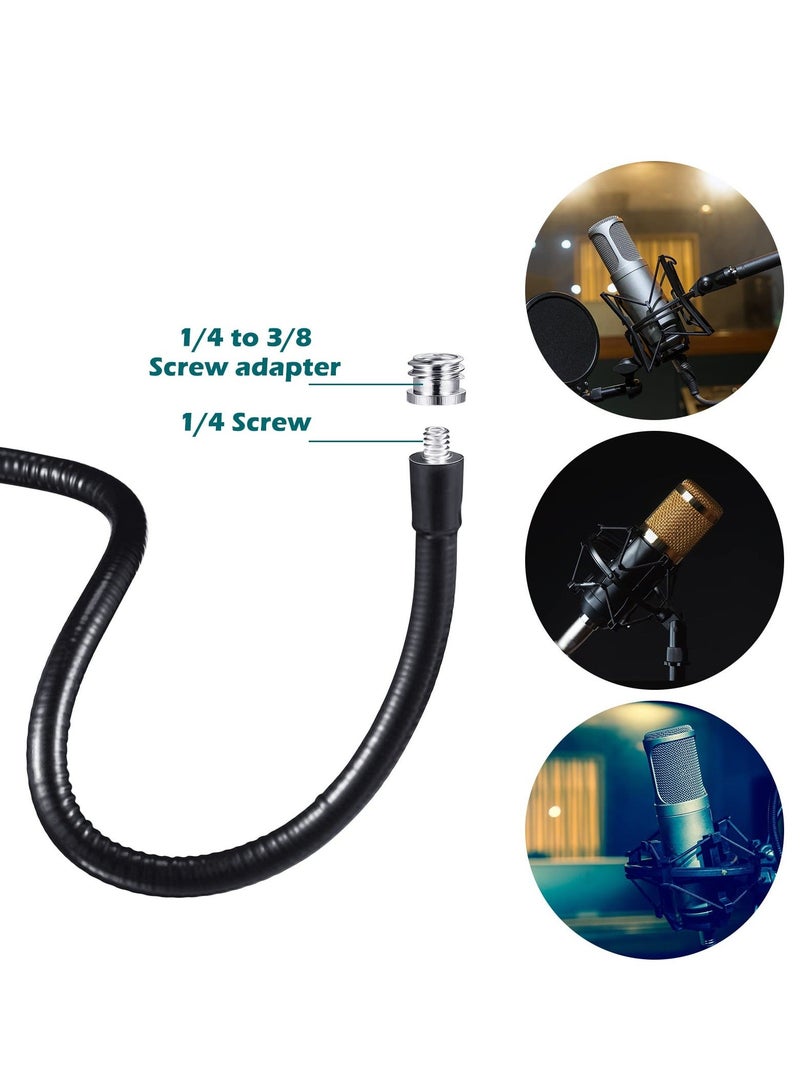 Microphone Arm, Flexible Desk Mic Stand, 360° Adjustable Stand W/ 3/8