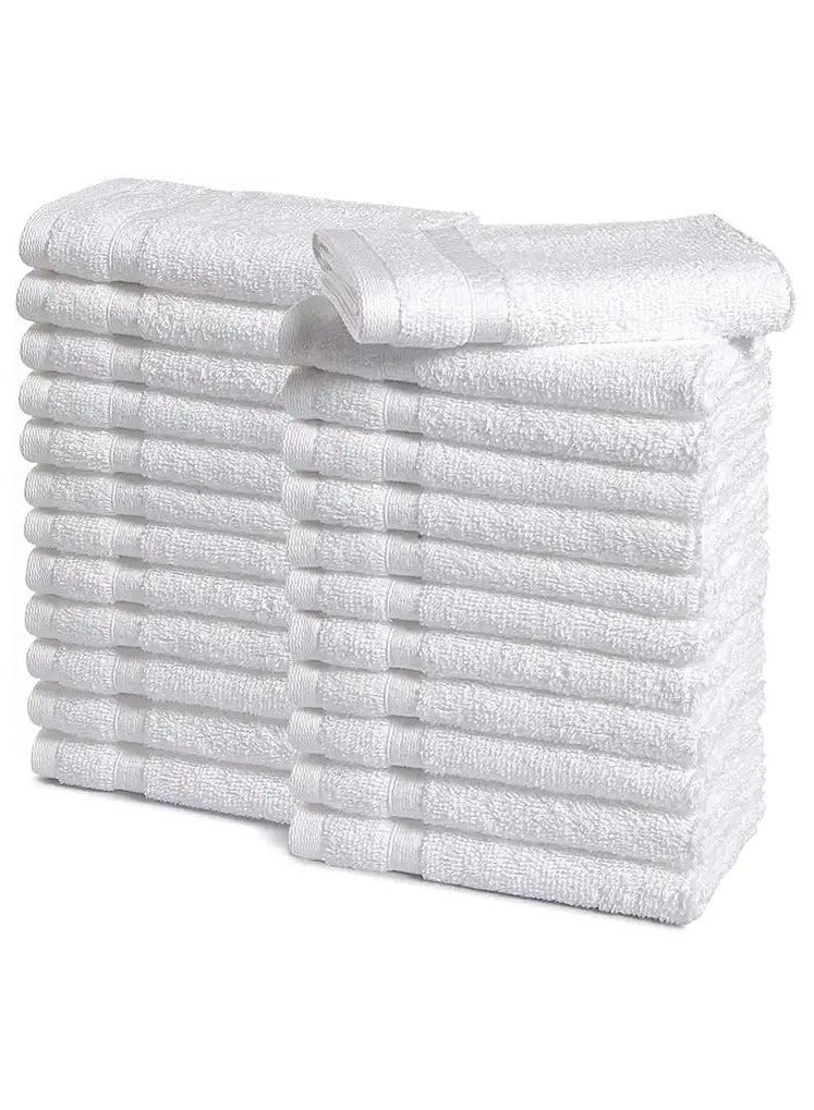 Cotton Washcloths - Large Hotel Spa Bathroom Face Towel | 24 Pack | White