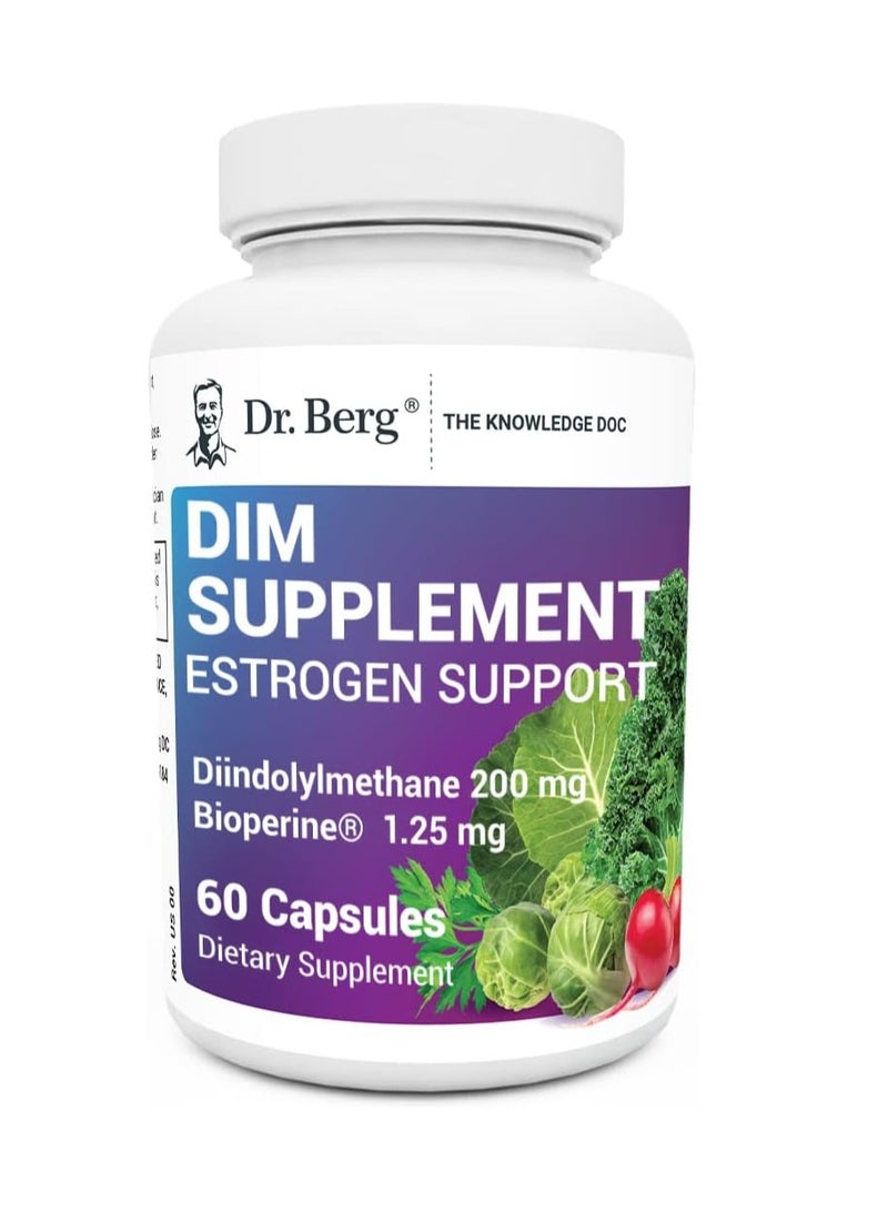 Dr. Berg’s Estrogen Balance with DIM Diindolylmethane - Natural Estrogen Supplements for Women & Men - DIM Supplement with BioPerine - Hormonal Acne Treatment