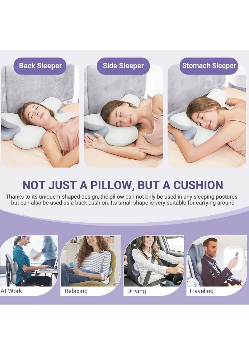 Cervical Pillow for Neck Pain Relief, Odorless Memory Foam Pillows, Ergonomic Contour Orthopedic Relief with Soft Cooling Pillowcase, Sleeping Side, Back, Stomach Sleeper