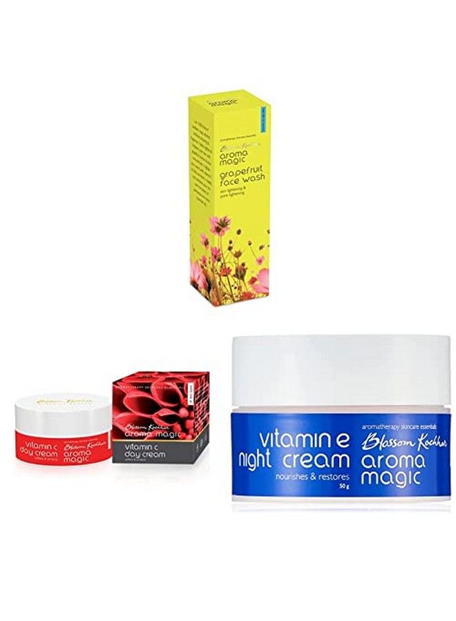 Aroma Magic Face Wash 100 Ml (Grapefruit) And Aroma Magic Vitamin C Day Cream 50G And Aroma Magic Vitamin E Night Cream 50G