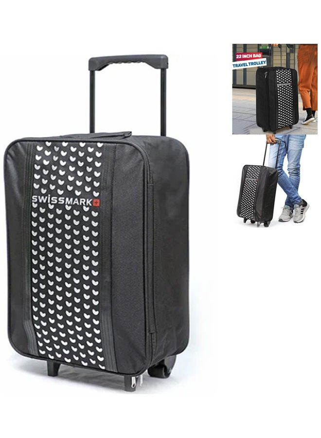 Printed Luggage Trolley Bag 22-Inch Black/White