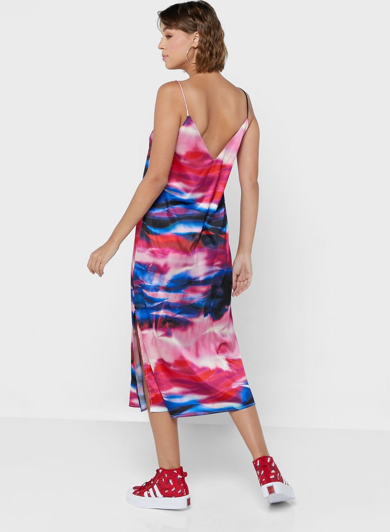 Strappy V-Neck Printed Dress