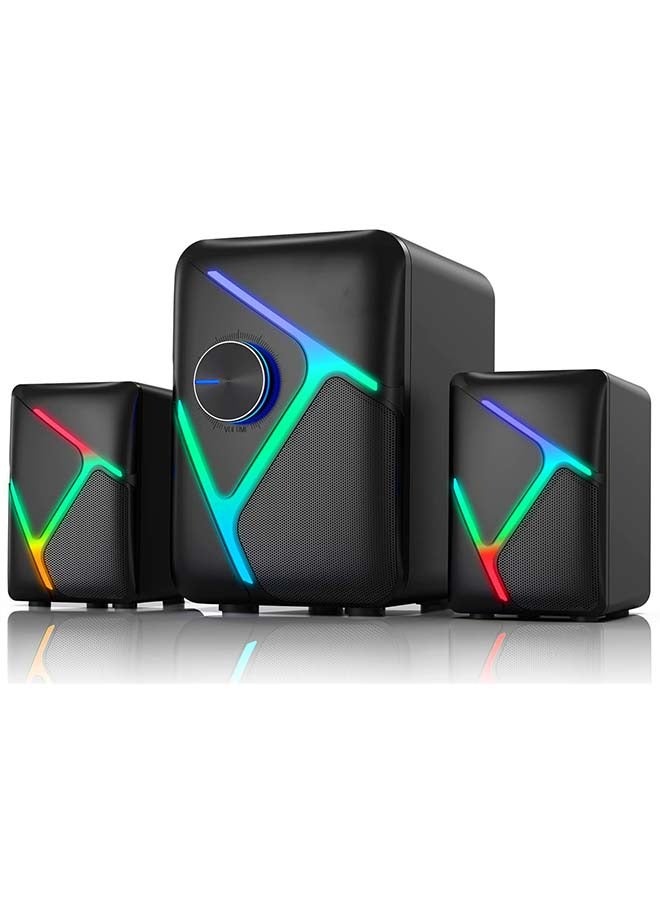 2.1 Computer Speakers for Desktop with Subwoofer, Dynamic RGB PC Speakers with 11W Stereo Sound, USB Powered Multimedia Speaker System with 3.5mm AUX-in for Laptop, Tablet, Monitor, Phone