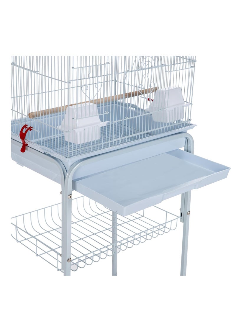 Egardenkart® Roof Top Large Bird cage with Rolling Stand for Cockatiel Sun Conure Parakeet (White)