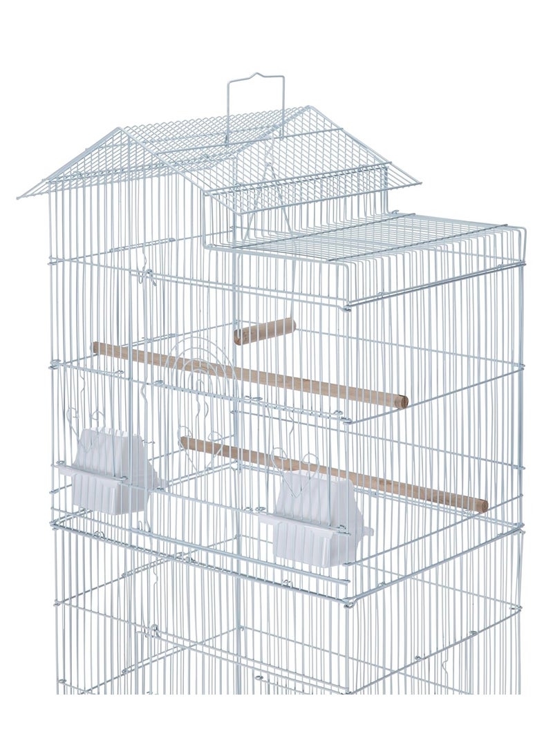 Egardenkart® Roof Top Large Bird cage with Rolling Stand for Cockatiel Sun Conure Parakeet (White)