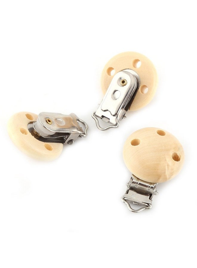 10Pcs Pacifier Clip Natural Wood Pacifier Clips Teething Grasping Toy Suspender Clips Charm Diy Wood Pacifier Clip Holder Accessories For Teething Baby Toddler 4.4 X 3Cm