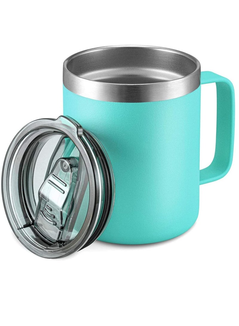 Coffee Mug 12 Oz Mint Green Stainless Steel Insulated with Handle Double Wall Vacuum Travel Tumbler Cup Sliding Lid for Hot and Cold Drinks Tea