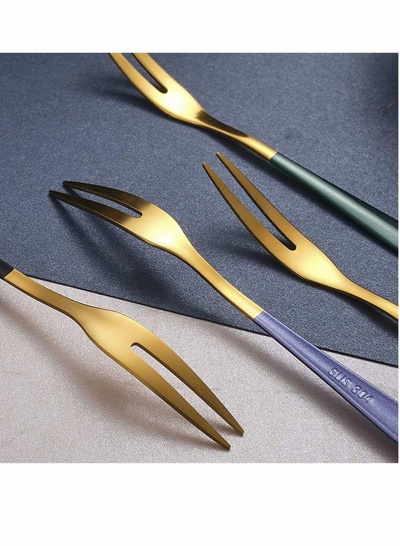 Fruit Forks 6Pcs Dessert Stainless Steel Cake Appetizer Fork Pastry 6 Colours Little for Home Wedding Party Café Restaurant Gift