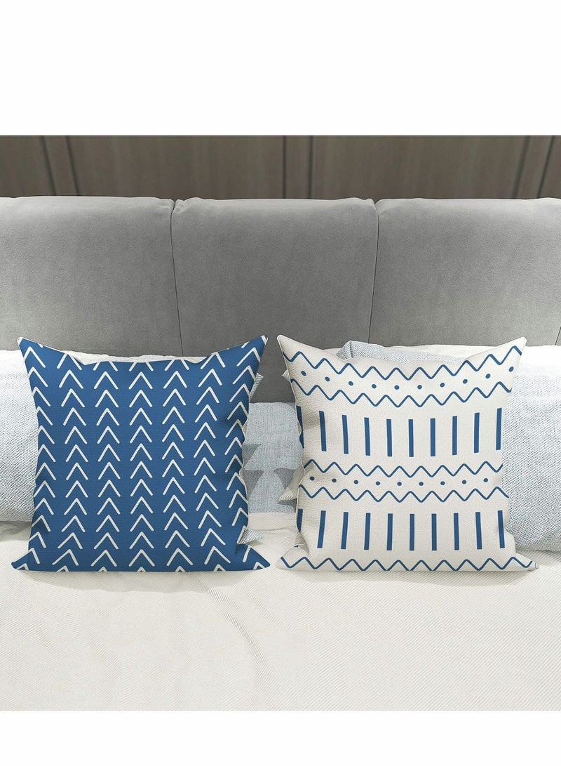 Pillow Covers 18x18 Set of 4, Modern Sofa Throw Cover, Decorative Outdoor Linen Fabric Case for Couch Bed Car 45x45cm (Light Blue, 18x18,Set 4)