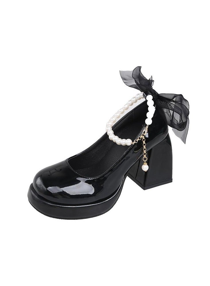 Women's New Pearl High Heeled Small Leather Shoes