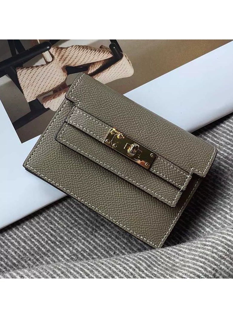 Women's New Compact Anti-Demagnetization Multi-Card Position Premium Feeling Leather Card Case