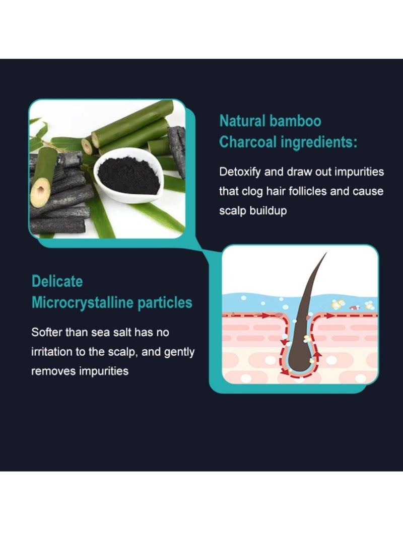 150ml 2 in 1 Bamboo Charcoal Deep Cleansing Scrub and Shampoo Hair Scalp Deep Cleaning Scrub and Shampoo with Bamboo Charcoal Salicylic Acid Deep Cleans Dirt and Controls Oils Scalp Inflammation Scrub