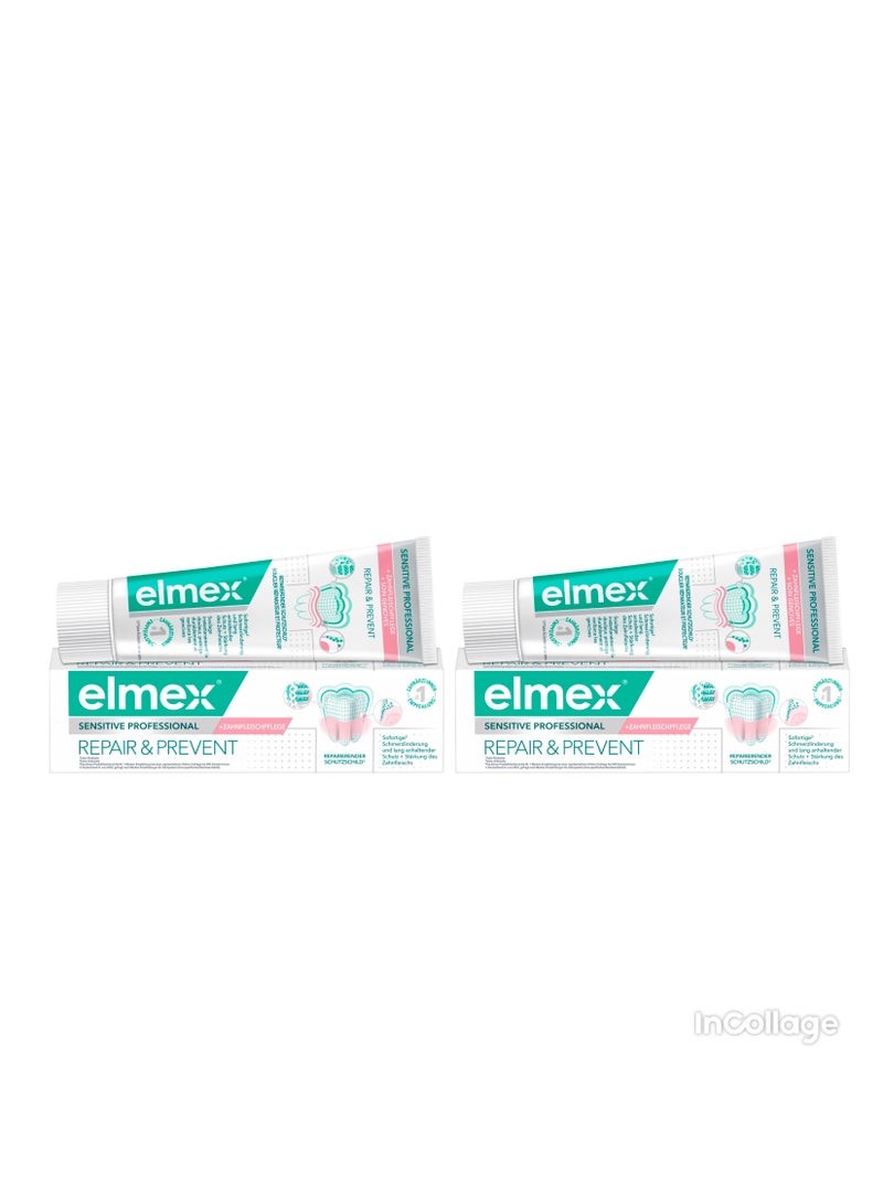 Elmex Toothpaste Sensitive Professional Repair & Prevent double pack (2 x 75 ml), 150 ml
