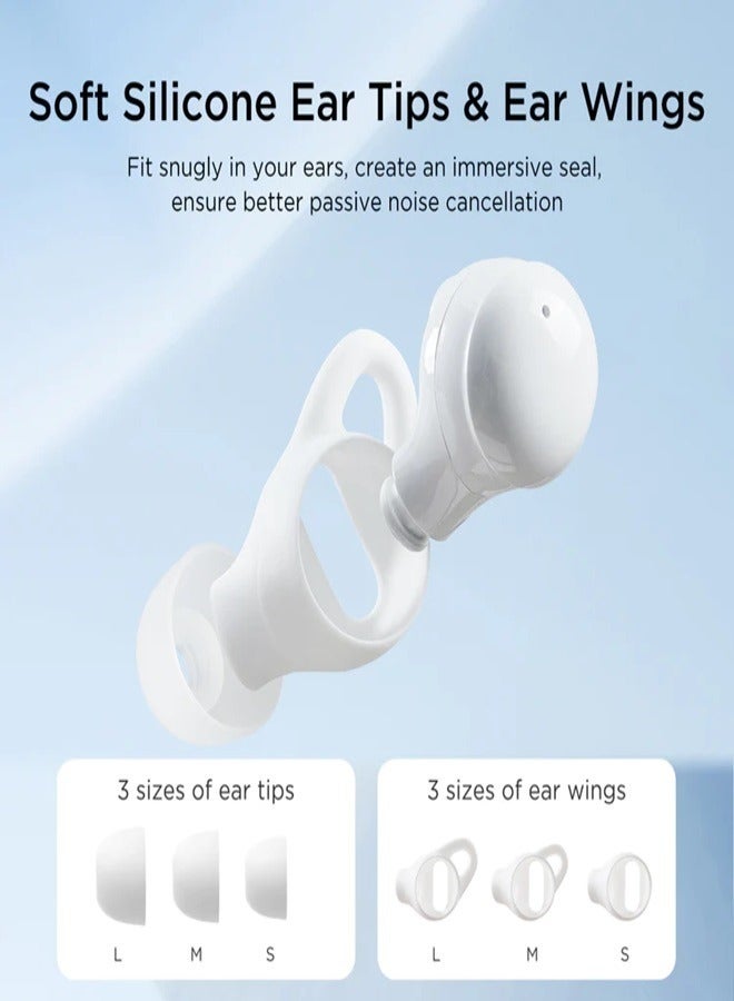 True Wireless Sleep ANC Earbuds Invisible Sleep Earbuds For Side Sleepers, Sleepbuds Comfortable Noise Blocking, Bluetooth 5.3 Wireless Sleep Headphones For Sleeping White