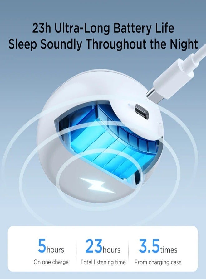 True Wireless Sleep ANC Earbuds Invisible Sleep Earbuds For Side Sleepers, Sleepbuds Comfortable Noise Blocking, Bluetooth 5.3 Wireless Sleep Headphones For Sleeping White