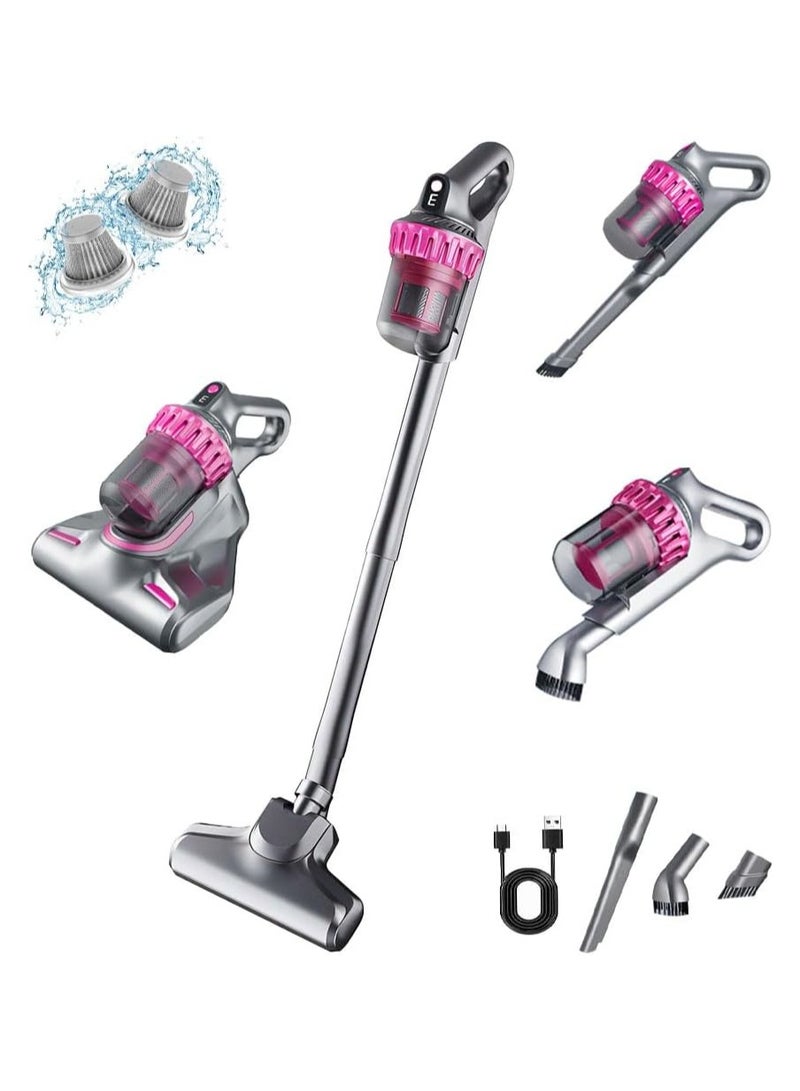 4 in 1 Cordless Vacuum Cleaner,10000Pa UV Mite Removal, Stick Handheld Vacuum Cleaner Ultra Quiet,Lightweight Vacuum Cleaner with HEPA Filter For Home/Car/Pet and Carpet Cleaning