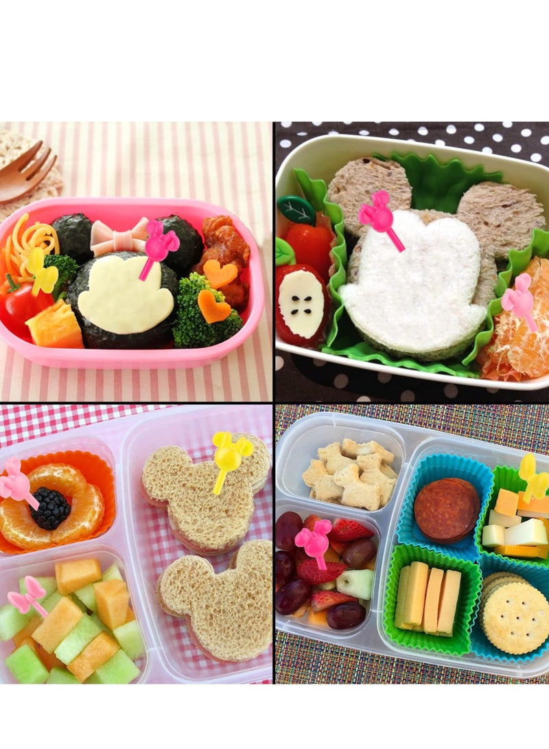 40 Pcs Mouse Head Food Picks for Kids, Cute Bento Forks for Lunch Box Decor Accessories, Fork For Kids, Kids Food Picks For Lunch Box, for Cake Dessert Pastry Party