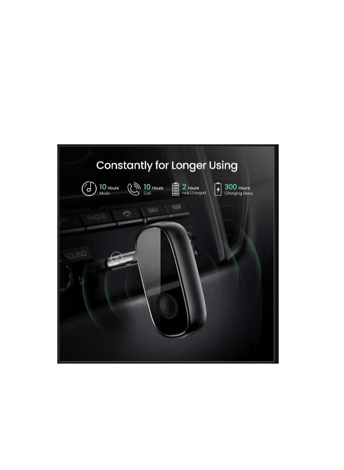 Bluetooth Aux Adapter, Bluetooth 5.0 Audio Receiver for Wireless Music Stream with Hand-free Call, 10H Play Time, Auto-Repair for Car Speaker
