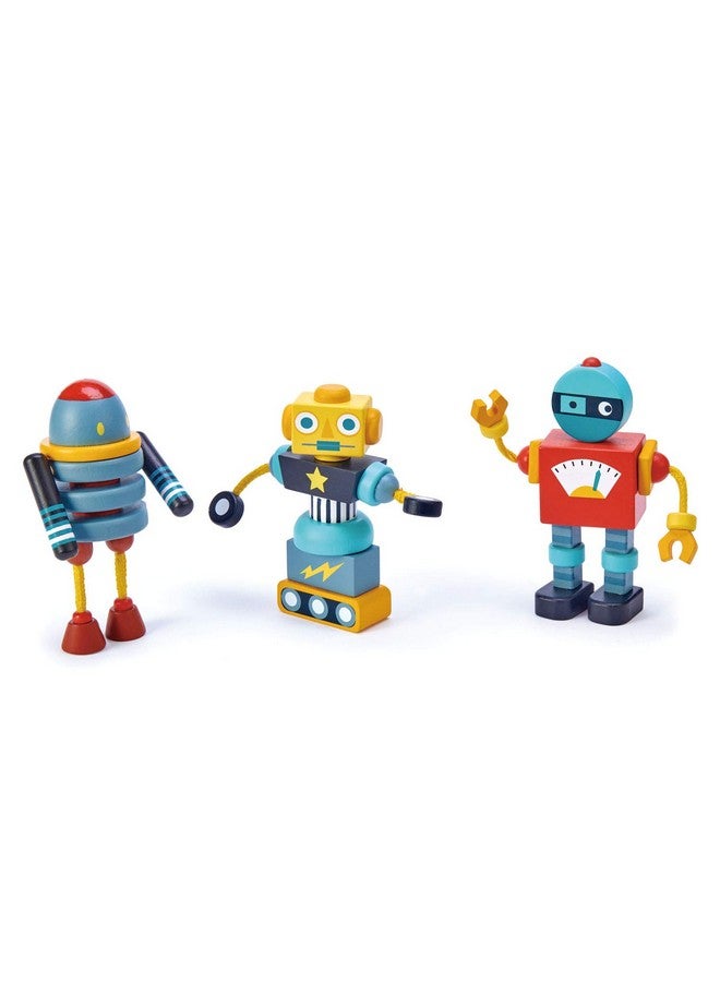 Robot Construction 17 Pieces Wooden Construction Set To Build And Stack 3 Robot In Endless Variations Develops Problem Solving Skills And Imaginative Play For Children 3+