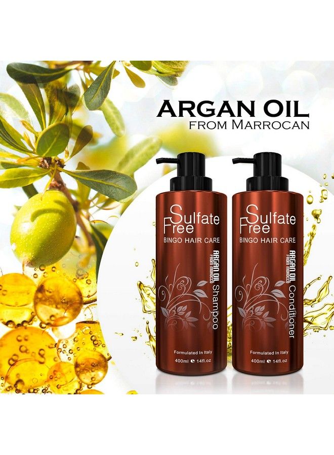 Natural Organic Moroccan Argan Oil Shampoo And Conditioner Set Sulfate Free Best For Damaged