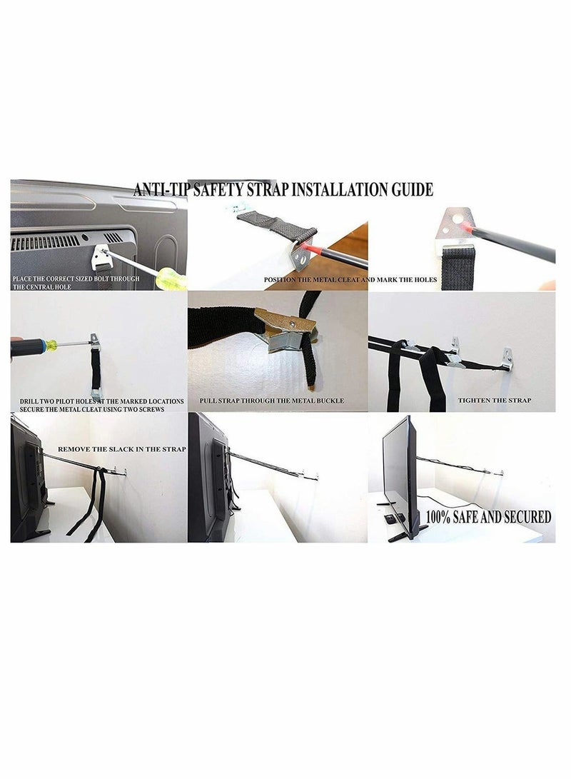 Pack Of 2 Baby Safety Metal TV Furniture Anti-Tip Straps Heavy Duty