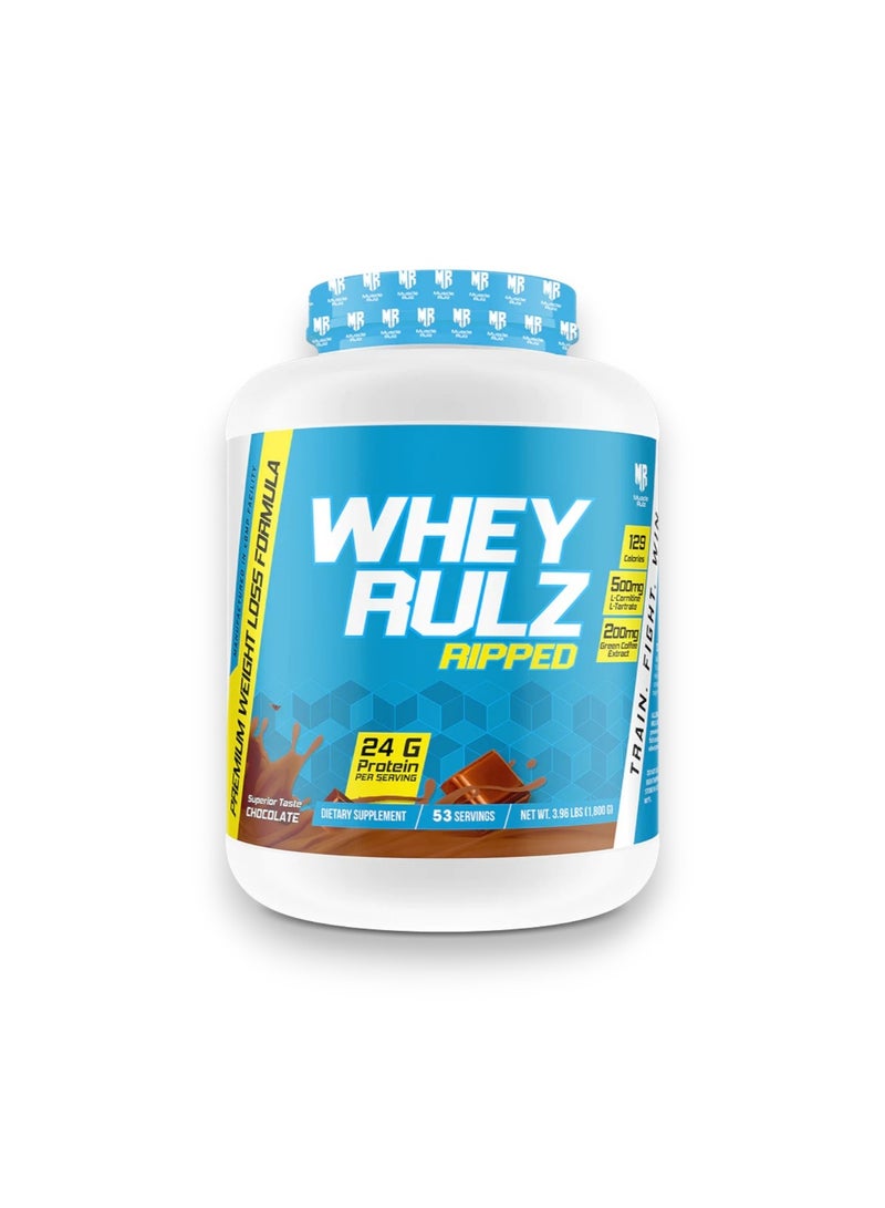 Whey Rulz Ripped, Premium Weight Loss Formula, Chocolate Flavour, 3.96 Lbs