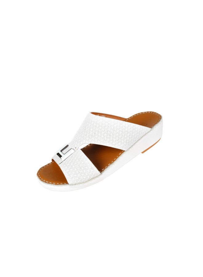 008-3503 Barjeel Mens Arabic Sandals  BSP1-01 White