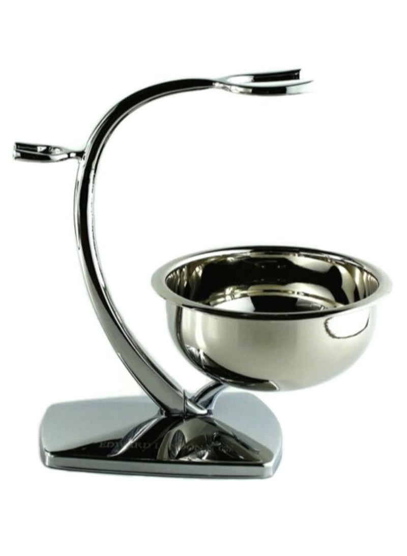 Chrome Shaving Stand With Shaving Bowl Silver