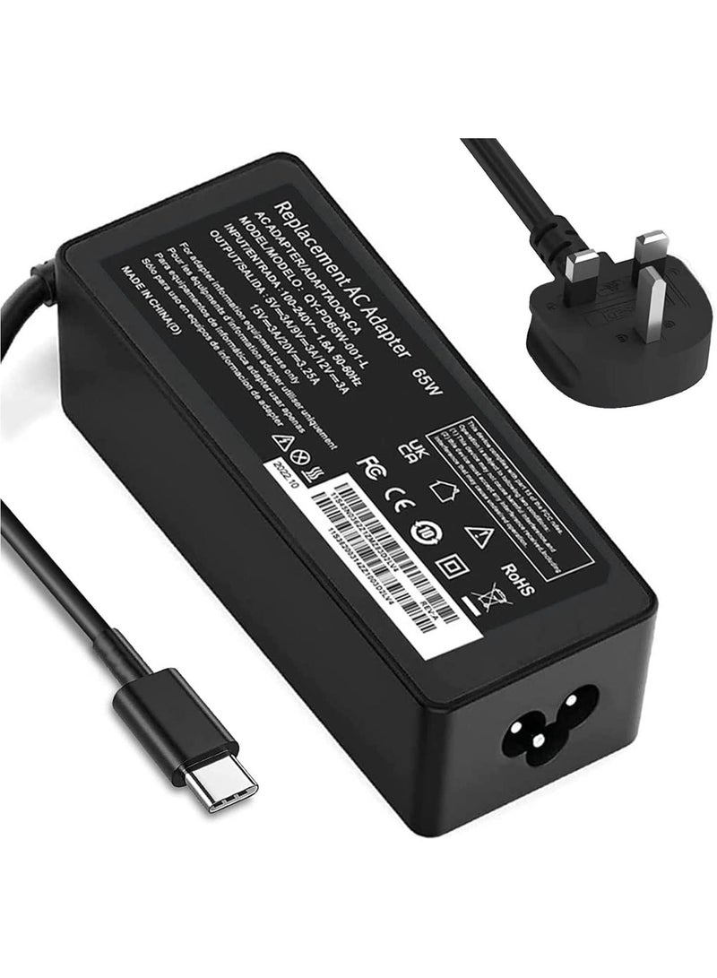65W 45W USB C Laptop Charger for Lenovo ThinkPad Yoga T14 T14s T15 T480 T480s T490 T490s T580 T590 L13 E15 Thinkbook 13s 14 14s 15 G2 Chromebook C330 S330 100e 300e 500e AC Adapter Power Supply Cord