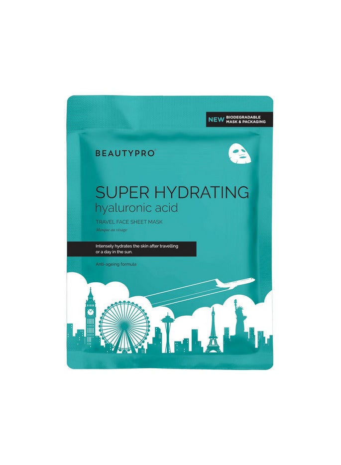 BeautyPro Super Hydrating Hyaluronic Acid Travel Face Sheet Mask