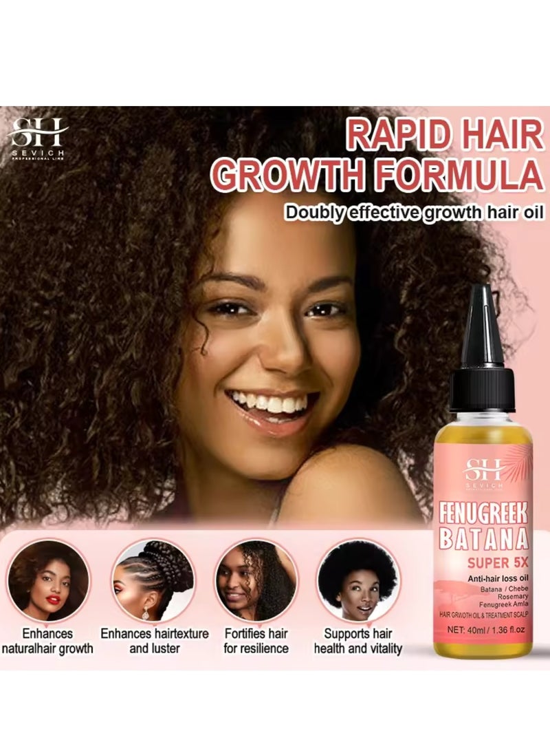 5X Rapid Hair Growth Oil with Batana Chebe Rosemary Fenugreek and Amla Oil Hair Growth Oil and Scalp Treatment Super 5 in 1 Oil Anti Hair Loss Oil and Hair Regrowth Scalp Treatment Oils