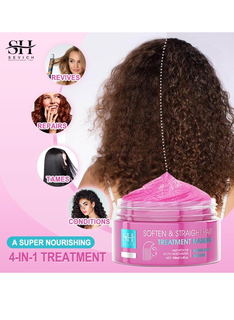 100ml Soften and Straight Hair Treatment Mask Repair and Restore Dry Damaged Hair Follicles Deeply Moisturizing Hydrating Hair Treatment Mask Smoother Softer Stronger and Straightener Hair Mask