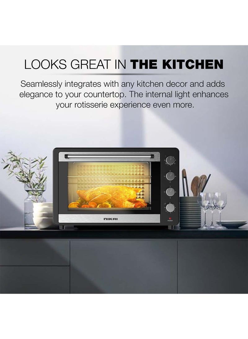 Oven, Rotisserie Function And 120 Minutes Timer With Stay On, Multiple Accessories, High-Efficiency Heating, Indicator Light 75 L 2200 W NT75RCZ Black