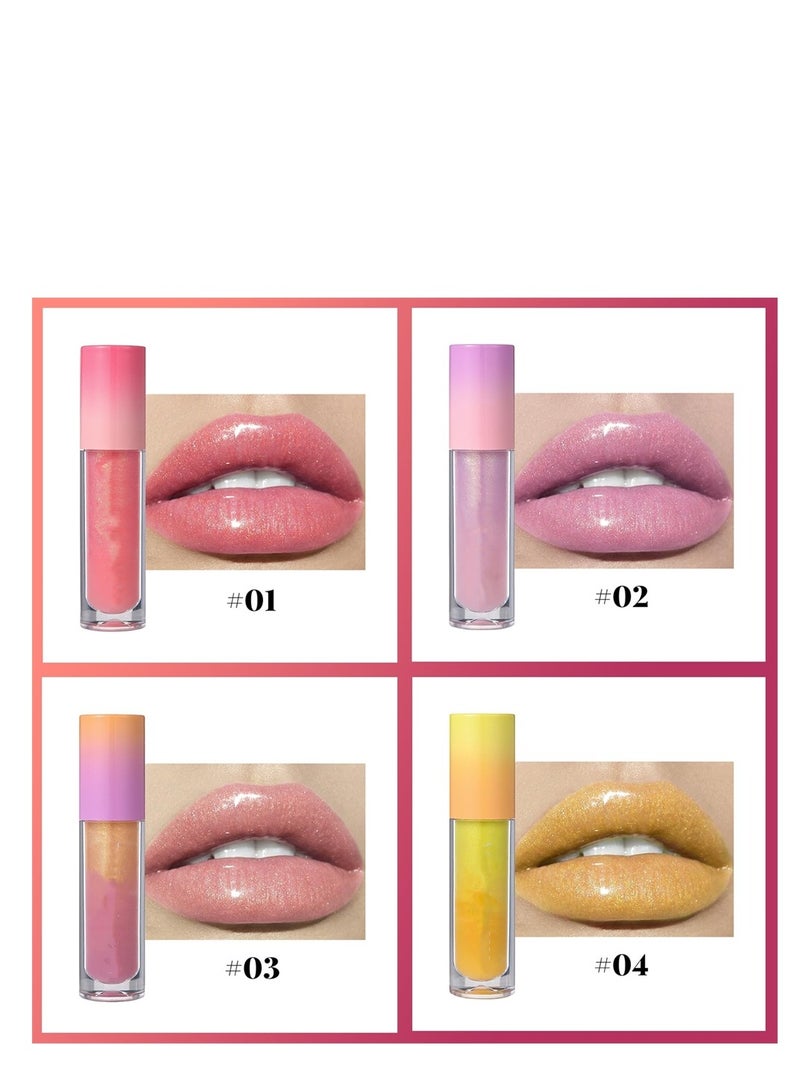 6 PCS Long Lasting Lip Oil Light Lipgloss Set, Glitter Liquid Lip Gloss, Non Sticky, Hydrating Lip Oils With a High Shine Glossy Finish