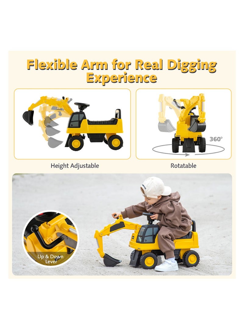 Excavator Construction Foot to Floor Ride On Push Car for Toddlers