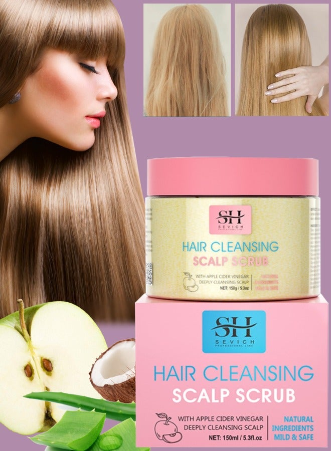 150ml Hair Cleansing Scalp Scrub Nourishing Moisturizing and Hydrating Helps Exfoliate Your Scalp and Smooths Dry Skin Oil Control Shine Clarifying Apple Cider Scalp Scrub