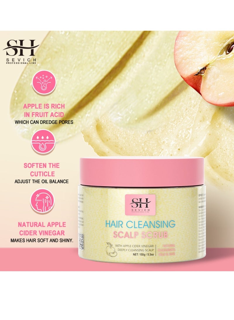 150ml Hair Cleansing Scalp Scrub Nourishing Moisturizing and Hydrating Helps Exfoliate Your Scalp and Smooths Dry Skin Oil Control Shine Clarifying Apple Cider Scalp Scrub