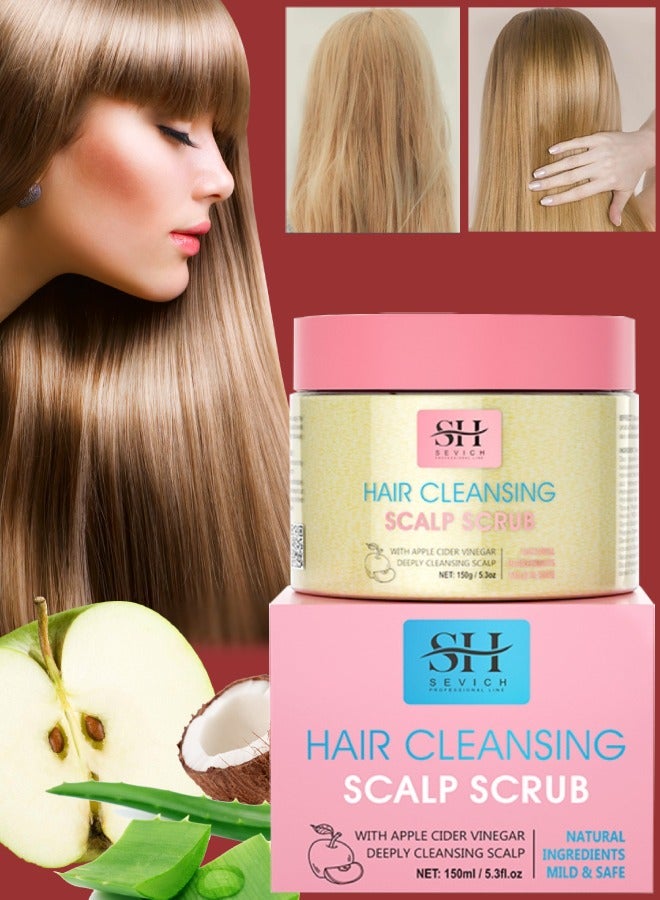 150ml Hair Cleansing Scalp Scrub Nourishing Moisturizing and Hydrating Helps Exfoliate Your Scalp and Smooths Dry Skin Oil Control Shine Clarifying Apple Cider Scalp Scrub