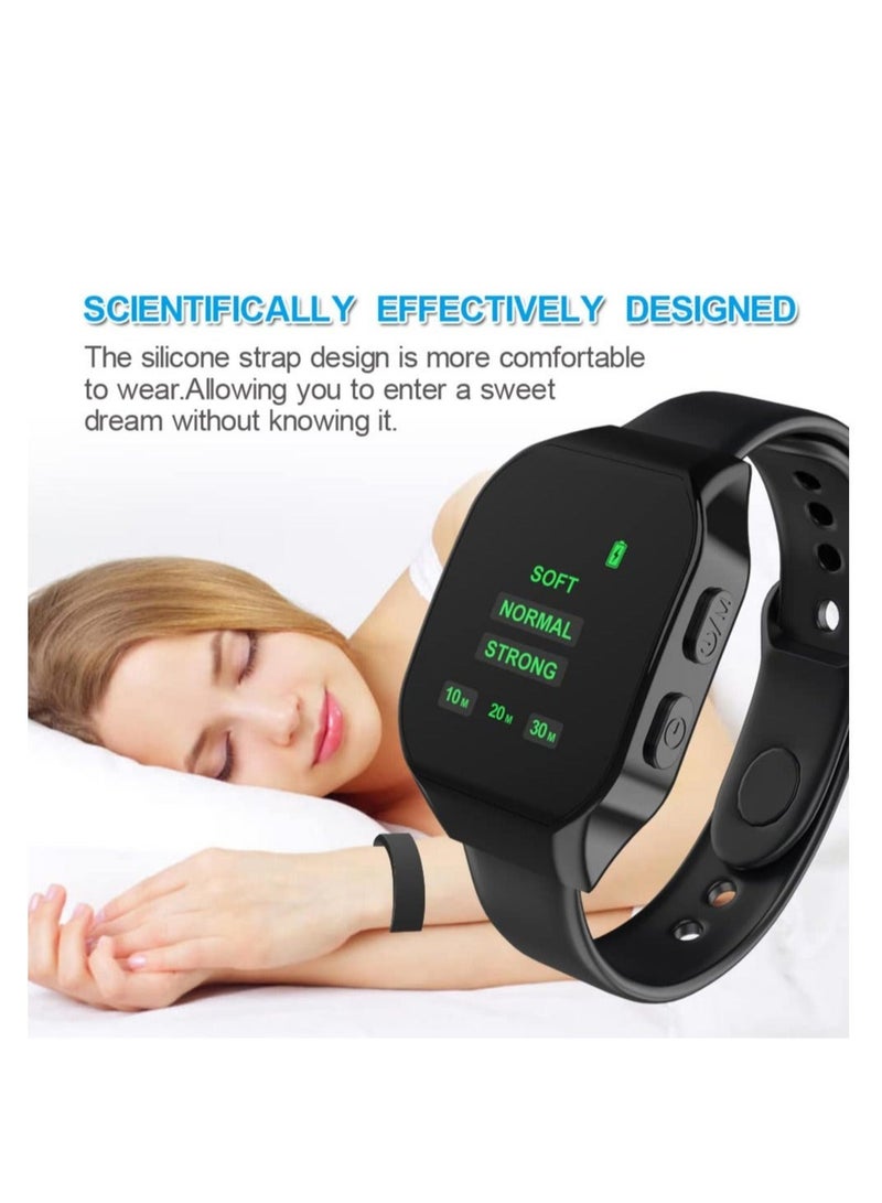 Sleep Aid Wristband Watch Device, Portable Microcurrent Sleep Technology Aid Machine, for Improve Sleep Microcurrent Pulse Sleeping Aid Instrument, Fast Asleep, Relief Relax Stress (Black)
