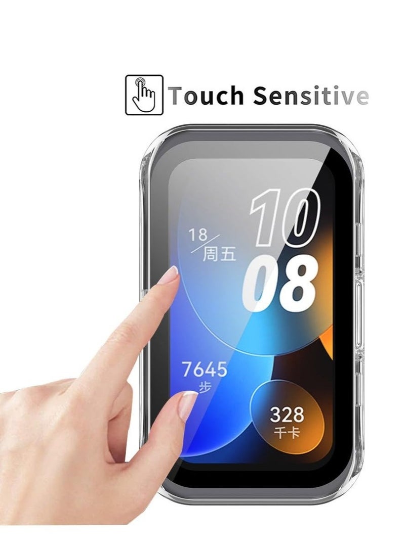 2-Pack Screen Protector Cases Compatible with Huawei Band 8,All-Around Soft TPU Protective Case Cover Bumper Frame (Clear/Black)