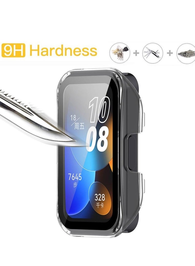 2-Pack Screen Protector Cases Compatible with Huawei Band 8,All-Around Soft TPU Protective Case Cover Bumper Frame (Clear/Black)