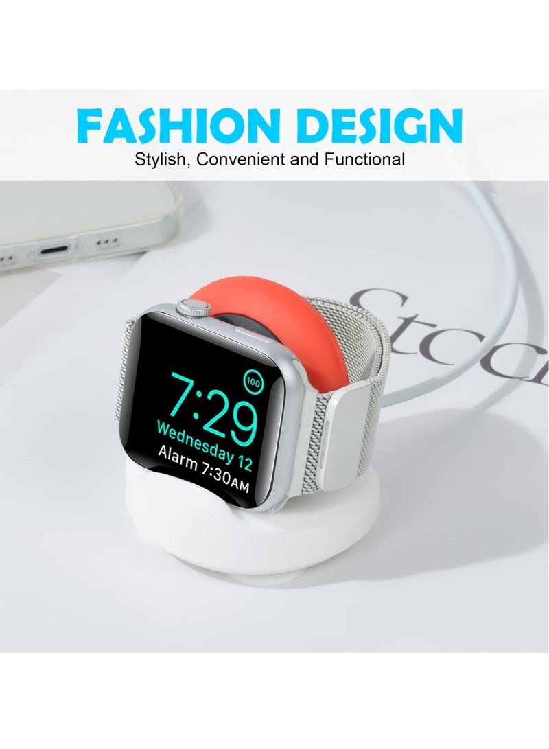Charger Stand for Apple Watch, Silicone Non-slip Dock, Wireless Fast Watch Charger Stand with Charging Cable, Charging Station Dock Holder Compatible with Apple Series Ultra/Se/8/7/6/5/4/3/2/1