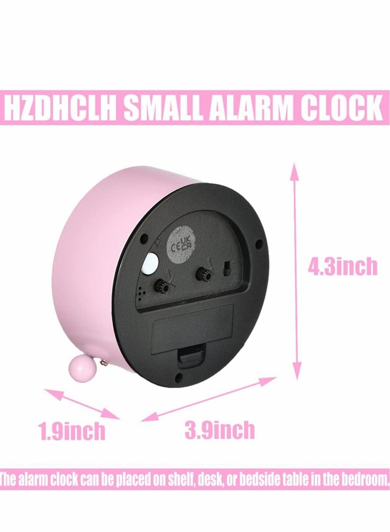 Kids Learning Alarm Clock for Girls, Silent Small Cute Table Clocks Battery Powered, 4 inch Analog Alarm Clock for Bedrooms