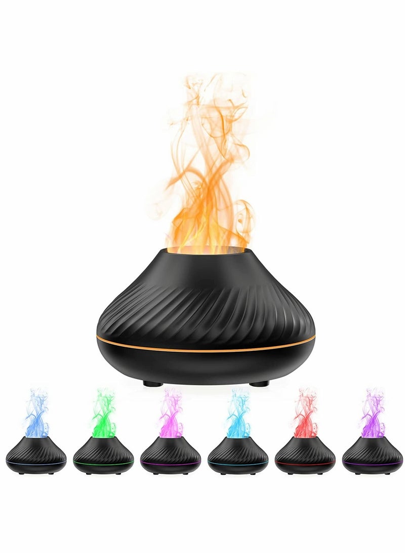 Essential Oil Diffuser Colorful Air Aroma Diffuser Humidifier 130ml Oil Diffuser 7 Flame Color Noiseless Essential Oil Diffuser for Home Office Yoga with Auto Off Protection (8 Hours Black)