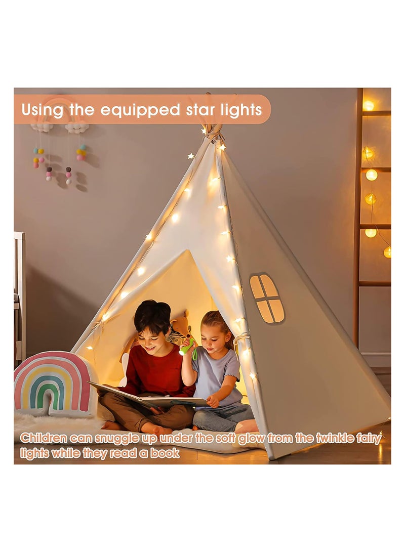 Teepee Tent Set With Star Lights For Indoor And Outdoor Adventures