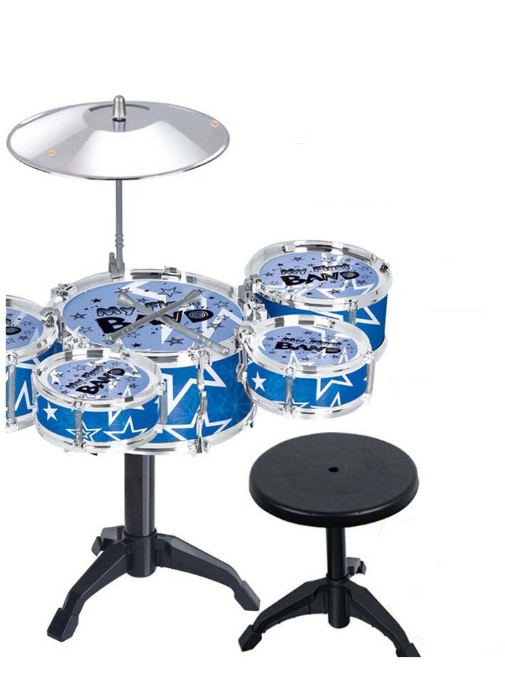 5Pcs Drum Set with Stool Percussion Musical Instruments Kids Drum ToysSet  for 3 4 5 Year Old.