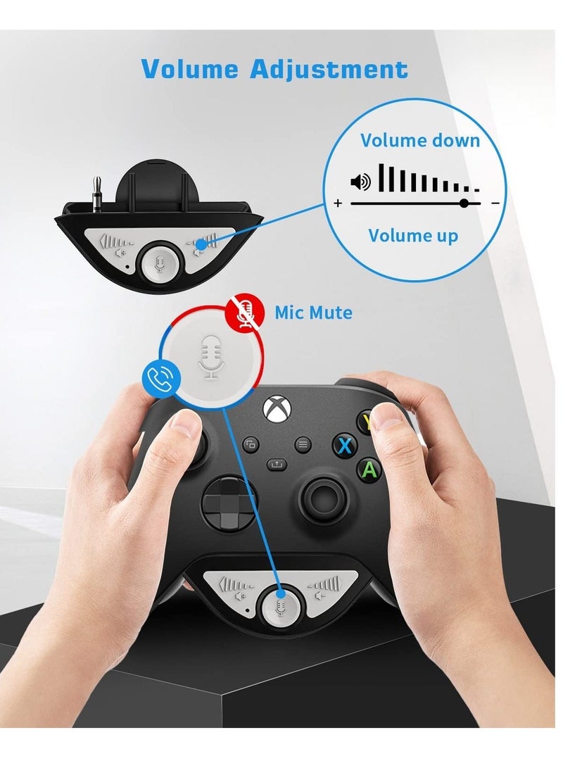 , Audio Adapter for Xbox Controller, 3.5mm Hole Bluetooth Headset Adapter, Mic Transmitter for Xbox One S X Elite 1 Elite2 Series S X Controller
