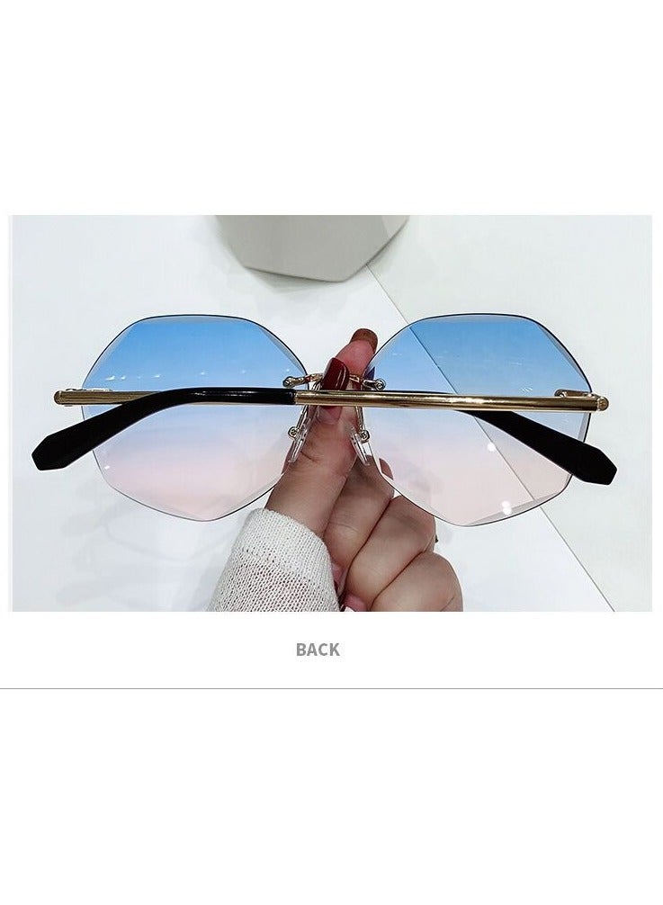 New Metal Rimless Trend Cutting Edge Polygonal Women's Sunglasses